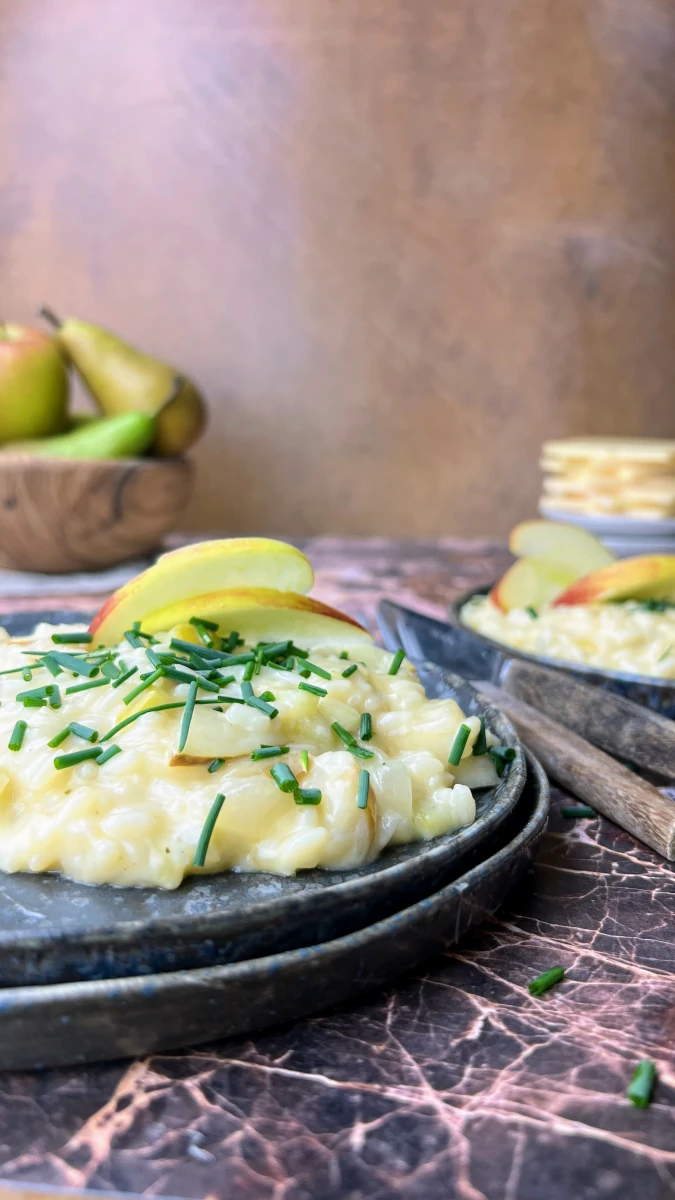 Apfel-Birnen Risotto mit Raclettekäse 