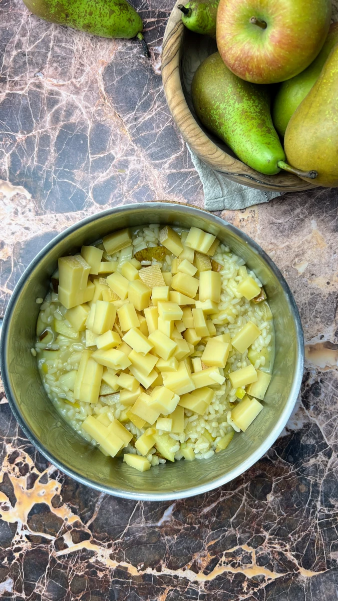 Apfel-Birnen Risotto mit Raclettekäse 
