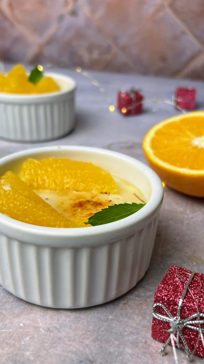 Crème Brulée mit Orangenkompott 