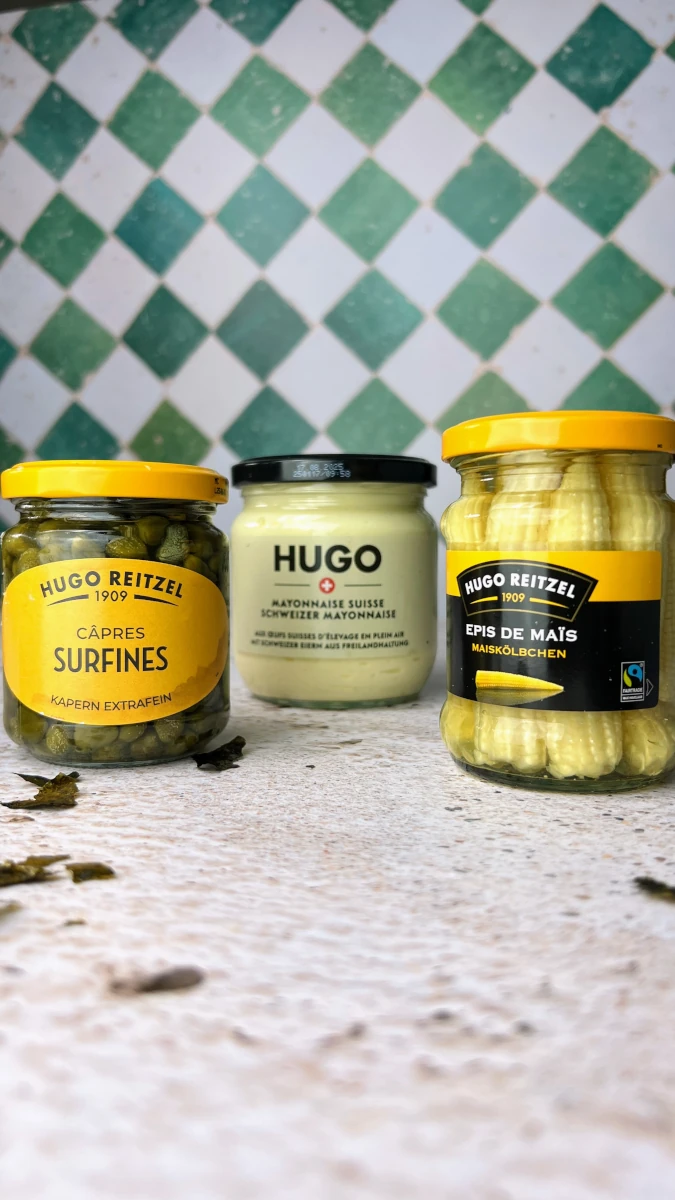 vegetarische Fischknusperli mit Kapern-Dip