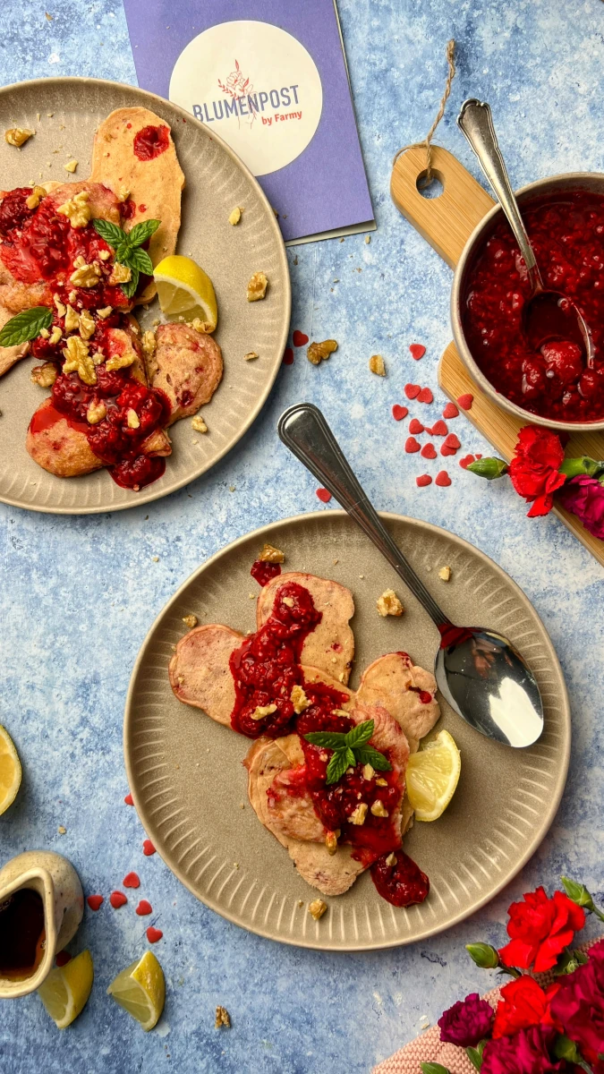 Himbeer-Vanille Herz-Pancakes 