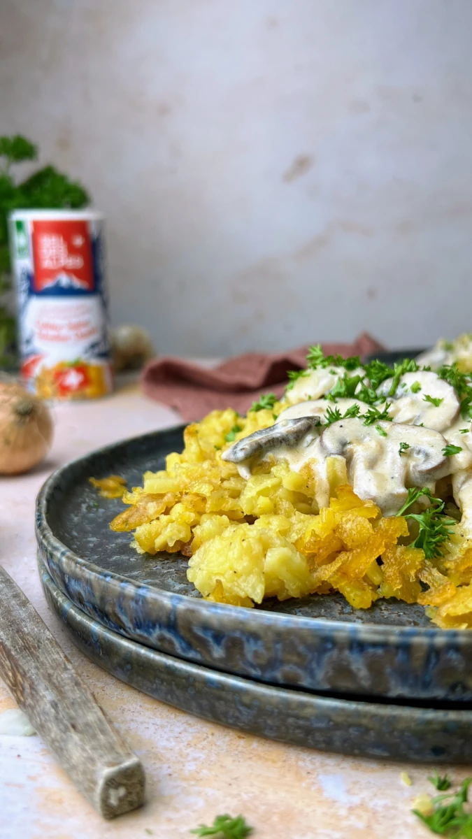 Rösti mit Zürcher Geschnetzeltes Veggie 