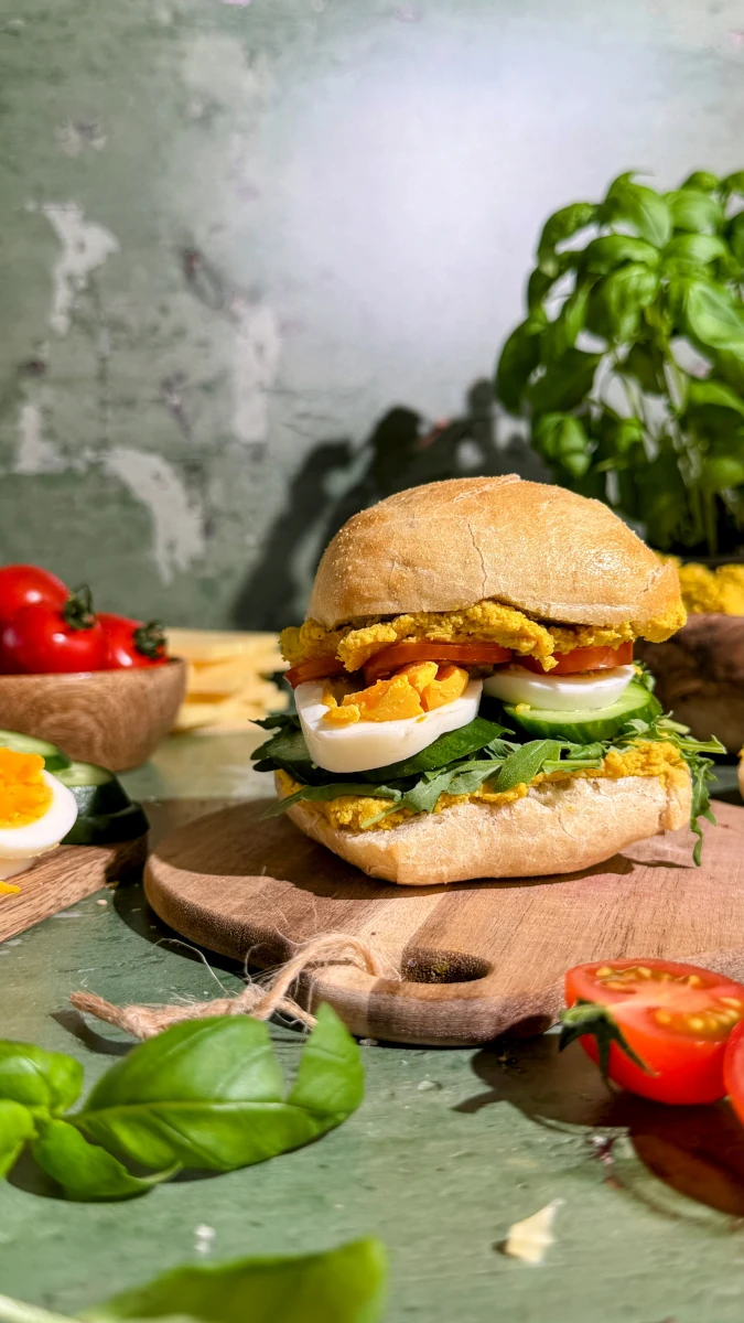 Curry Sandwich mit Raclette & Hummus 