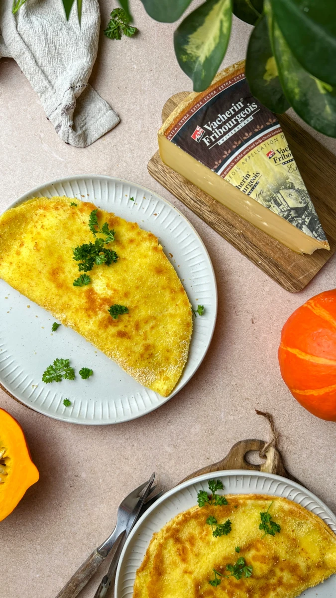 knusprige Käse-Kürbis Omeletten 
