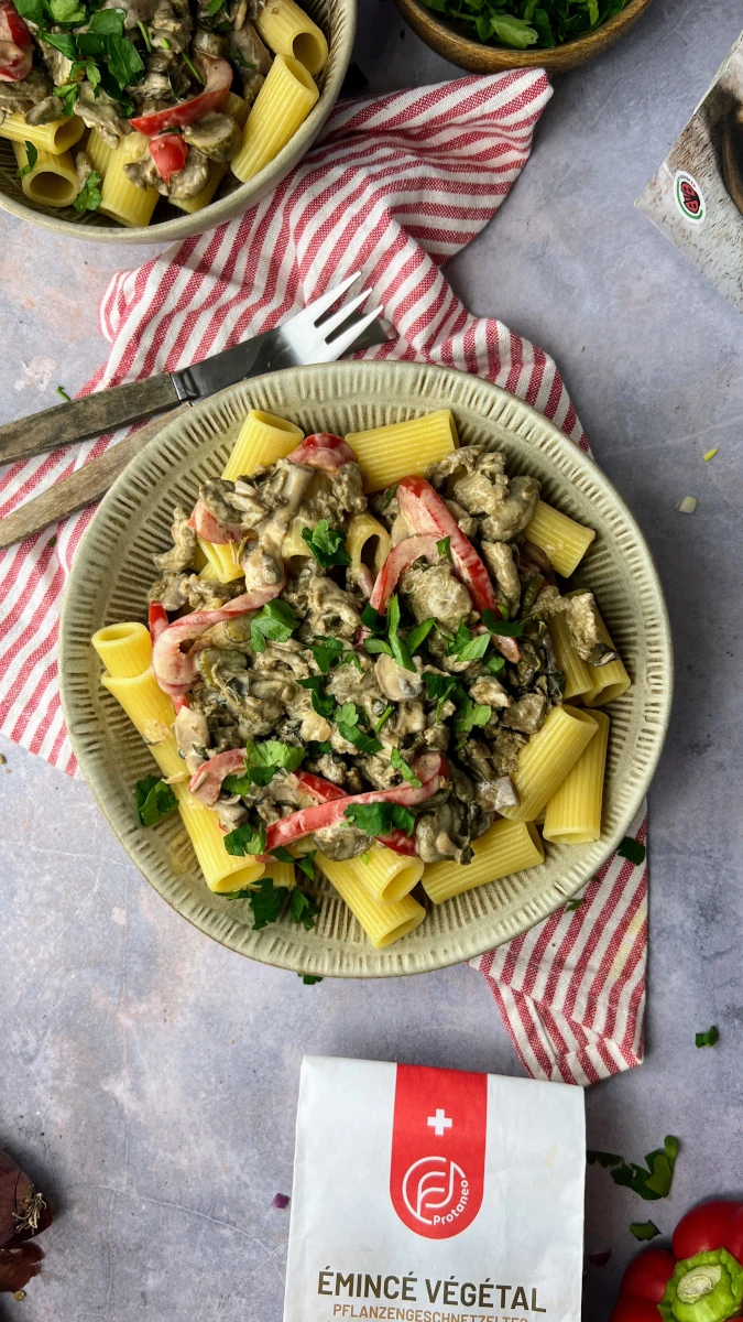 vegan-Stroganoff mit Protaneo 