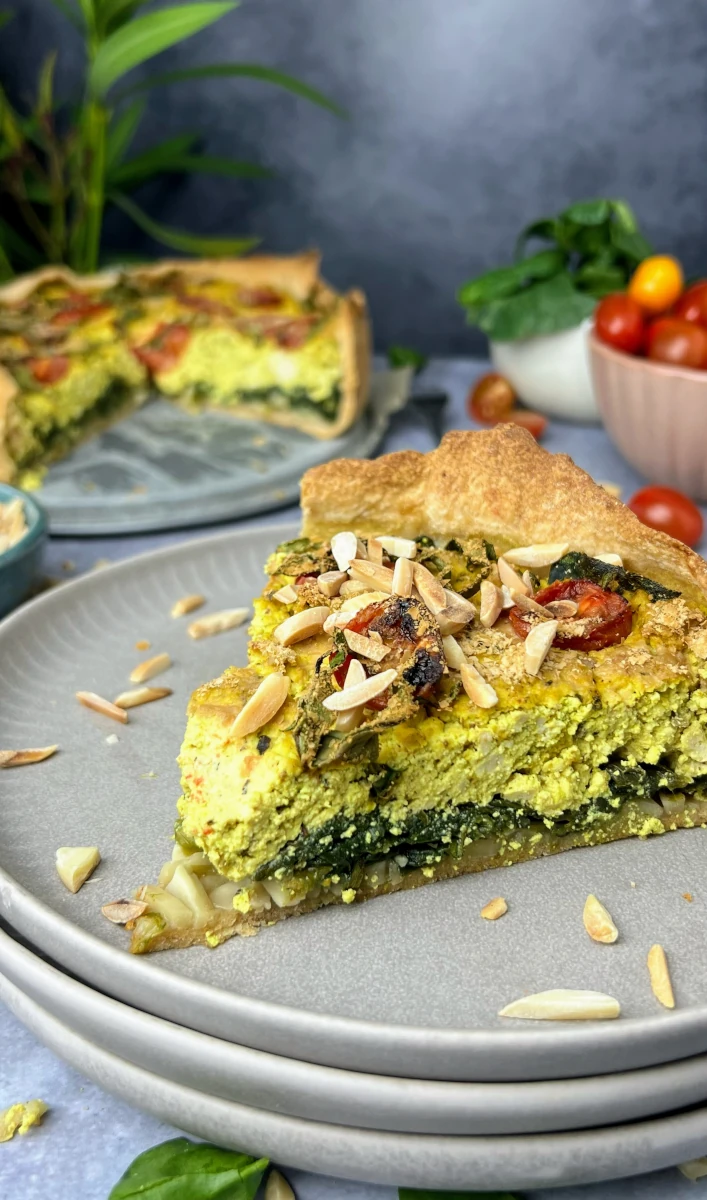 Lauch-Spinat Quiche mit Tofu 